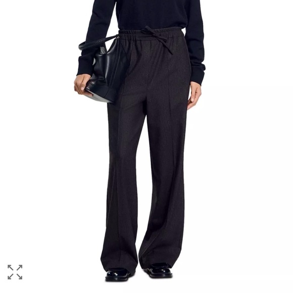 NWT Sandro Wool Black Brown Striped Women's Pants